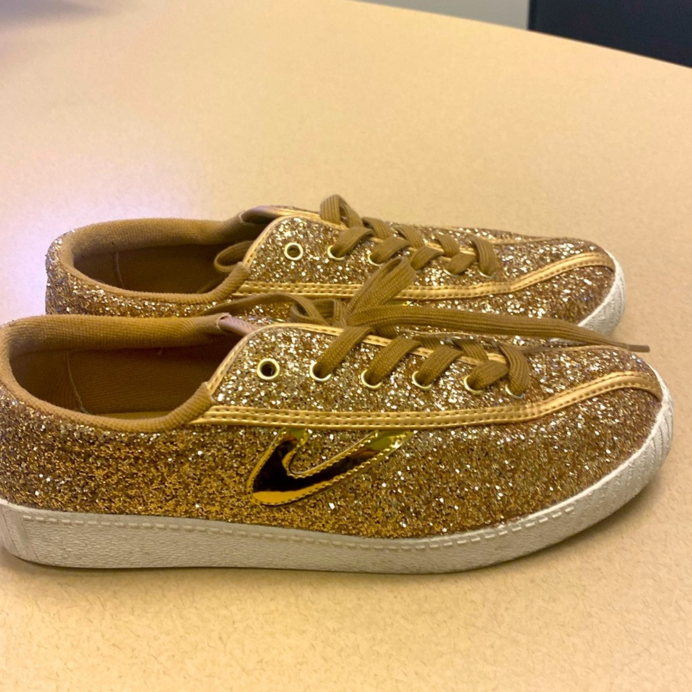 Gold glitter sneakers